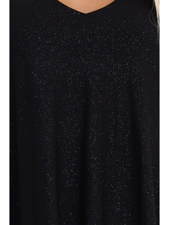 numoco Elegantes Kleid mit Schmetterlingsärmeln - schwarz mit Glitzer