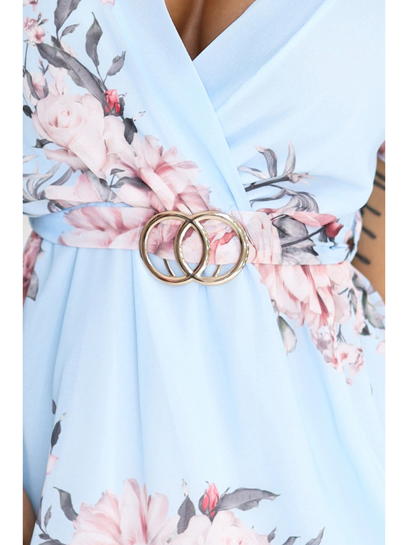 numoco PATRIZIA Kleid mit überkreuztem Ausschnitt, Gürtel und kurzen Ärmeln