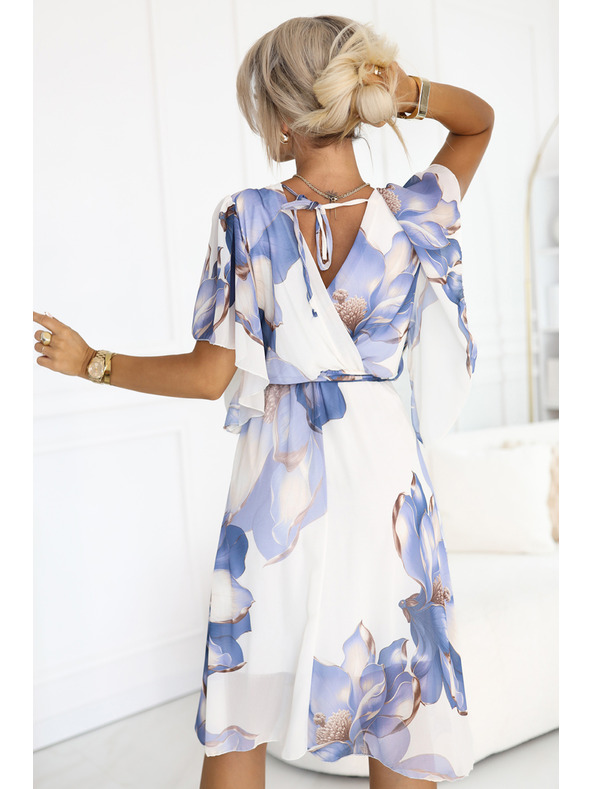 numoco Romantisches Kleid mit überkreuztem Ausschnitt und luftigen Ärmeln