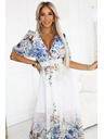 numoco Luftiges Maxikleid CELINA mit V-Ausschnitt, Gürtel und Blumen-Ombré-Muster