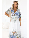 numoco Luftiges Maxikleid CELINA mit V-Ausschnitt, Gürtel und Blumen-Ombré-Muster