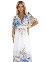 numoco Luftiges Maxikleid CELINA mit V-Ausschnitt, Gürtel und Blumen-Ombré-Muster
