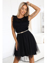 numoco Spitzenkleid GRETA mit Tüllrock und goldenem Gürtel