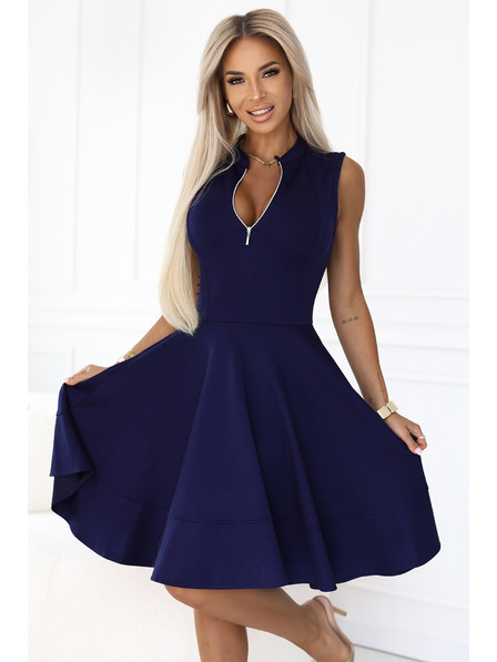 numoco Exklusives Kleid mit erweitertem Unterteil und goldenem Reißverschluss