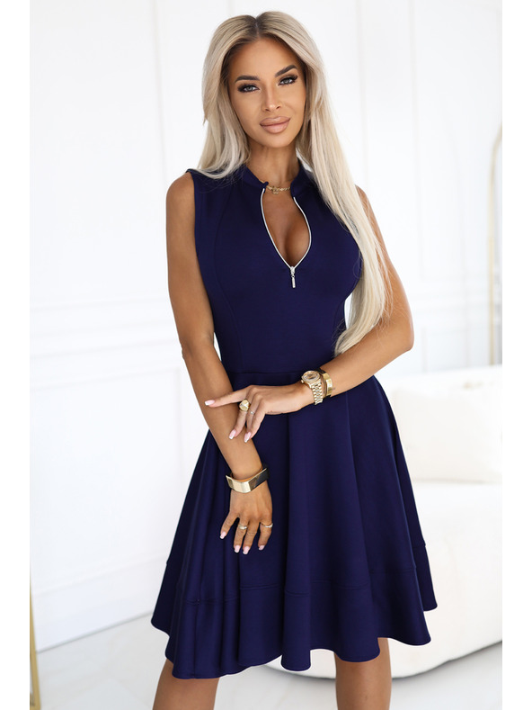 numoco Exklusives Kleid mit erweitertem Unterteil und goldenem Reißverschluss