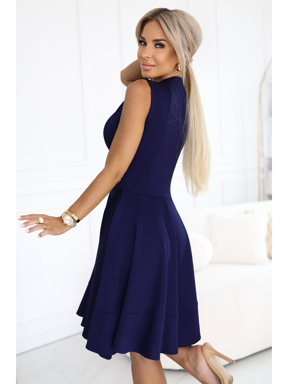 numoco Exklusives Kleid mit erweitertem Unterteil und goldenem Reißverschluss