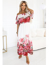 numoco Langes Sommerkleid mit rotem Blumen-Ombré-Muster