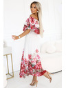 numoco Langes Sommerkleid mit rotem Blumen-Ombré-Muster