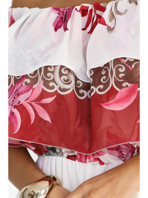 numoco Langes Sommerkleid mit rotem Blumen-Ombré-Muster