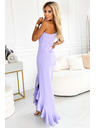 numoco Lange Lavendel-Kleid mit Volants und asymmetrischem Ausschnitt