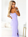 numoco Lange Lavendel-Kleid mit Volants und asymmetrischem Ausschnitt
