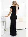 numoco Atemberaubende lange schwarze IRINA Kleid mit Glitzer, Wickelausschnitt und Schlitz