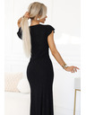 numoco Atemberaubende lange schwarze IRINA Kleid mit Glitzer, Wickelausschnitt und Schlitz