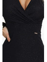 numoco Atemberaubende lange schwarze IRINA Kleid mit Glitzer, Wickelausschnitt und Schlitz