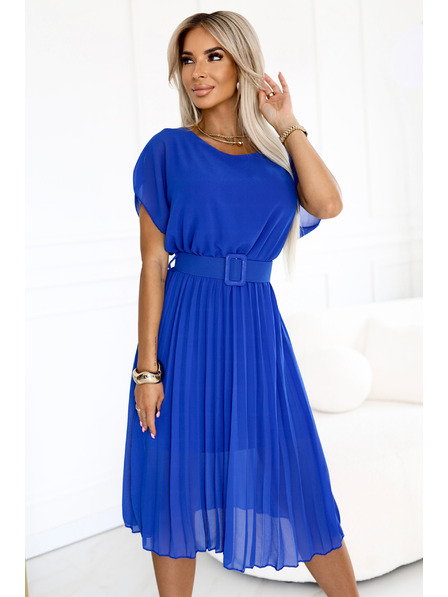 numoco Plissiertes Chiffon-Midikleid MIA mit breitem Gürtel