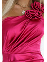 numoco AURORA Langes Seidenkleid mit einer Schulter, Rose und Schlitz | Rosa