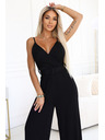 numoco Eleganter Jumpsuit mit Wickelausschnitt, weitem Bein und Gürtel