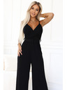 numoco Eleganter Jumpsuit mit Wickelausschnitt, weitem Bein und Gürtel