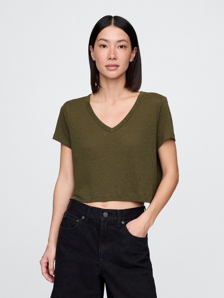 GAP Damen-Leinen-Crop-T-Shirt GAP