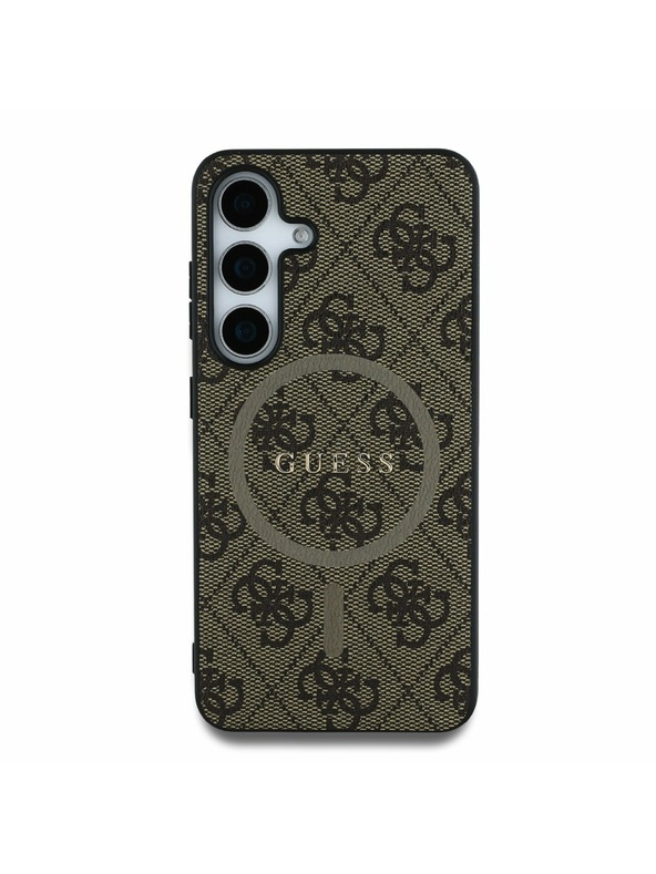 Guess Guess PU Leder 4G Colored Ring MagSafe Rückseite Hülle für Samsung Galaxy S25 Brown