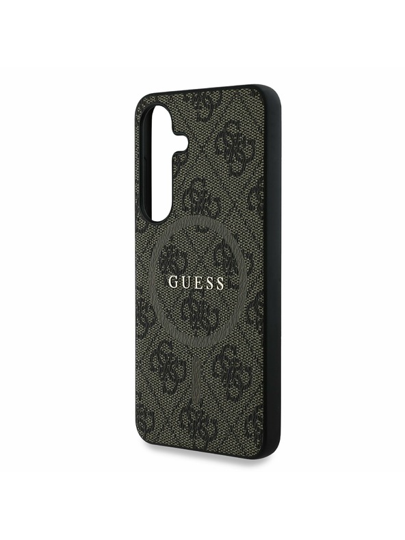 Guess Guess PU Leder 4G Colored Ring MagSafe Rückseite Hülle für Samsung Galaxy S25 Brown