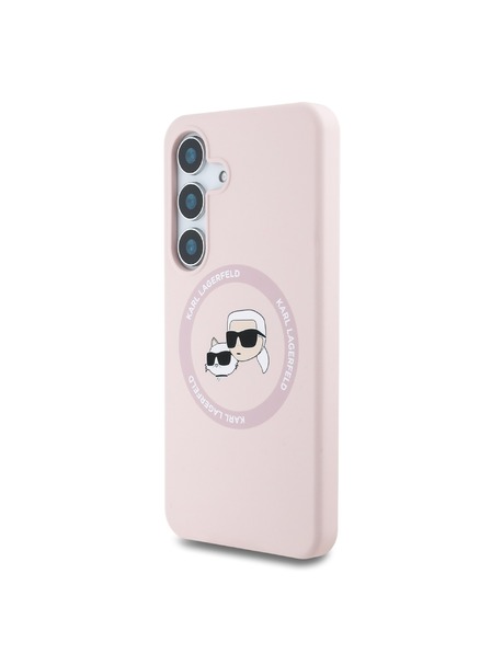 Karl Lagerfeld Karl Lagerfeld Liquid Silicone K&CH Heads MagSafe Rückseite Hülle für Samsung Galaxy S25 Pink