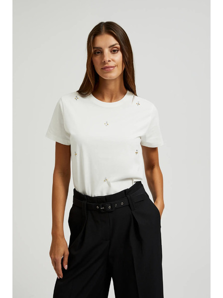 Moodo Weißes Basic-T-Shirt mit kurzen Ärmeln