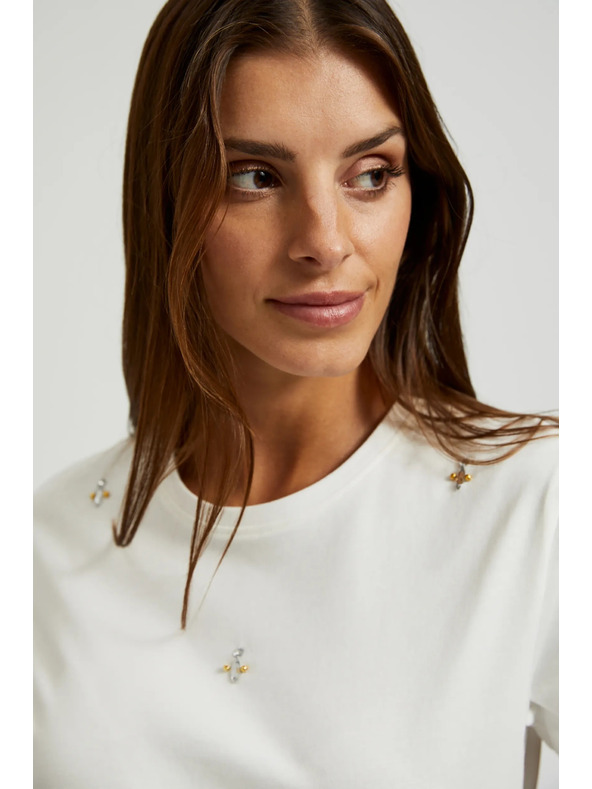 Moodo Weißes Basic-T-Shirt mit kurzen Ärmeln