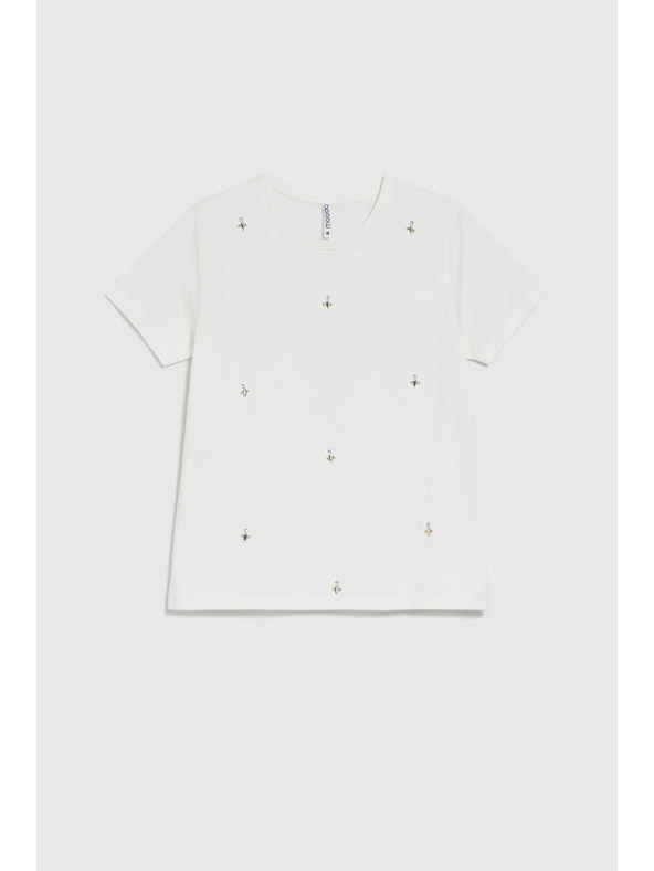 Moodo Weißes Basic-T-Shirt mit kurzen Ärmeln