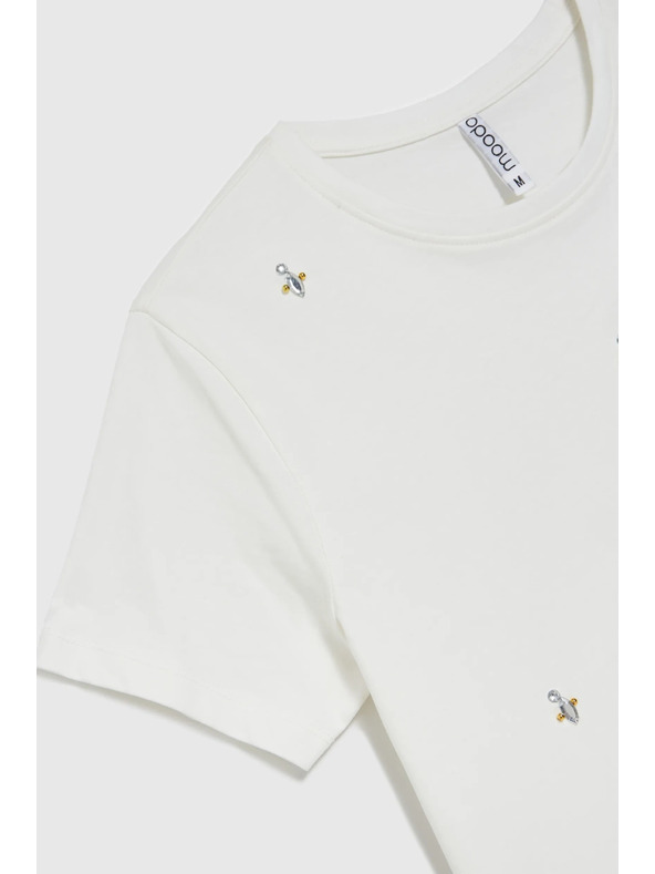 Moodo Weißes Basic-T-Shirt mit kurzen Ärmeln