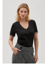 Moodo Schwarzes Basic-T-Shirt mit V-Ausschnitt