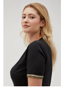 Moodo Schwarzes Basic-T-Shirt mit V-Ausschnitt