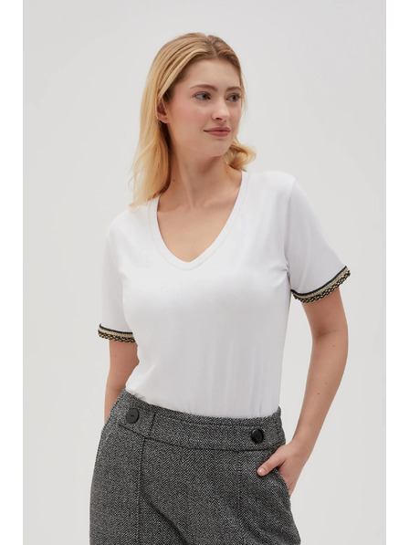 Moodo Weißes Basic-T-Shirt mit V-Ausschnitt