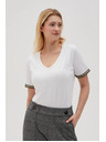 Moodo Weißes Basic-T-Shirt mit V-Ausschnitt