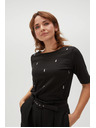 Moodo Schwarzes gemustertes T-Shirt