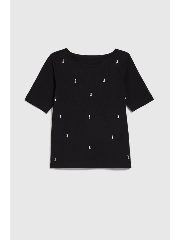 Moodo Schwarzes gemustertes T-Shirt