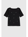 Moodo Schwarzes gemustertes T-Shirt
