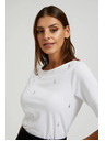 Moodo Weißes Basic-T-Shirt mit 3/4-Ärmeln