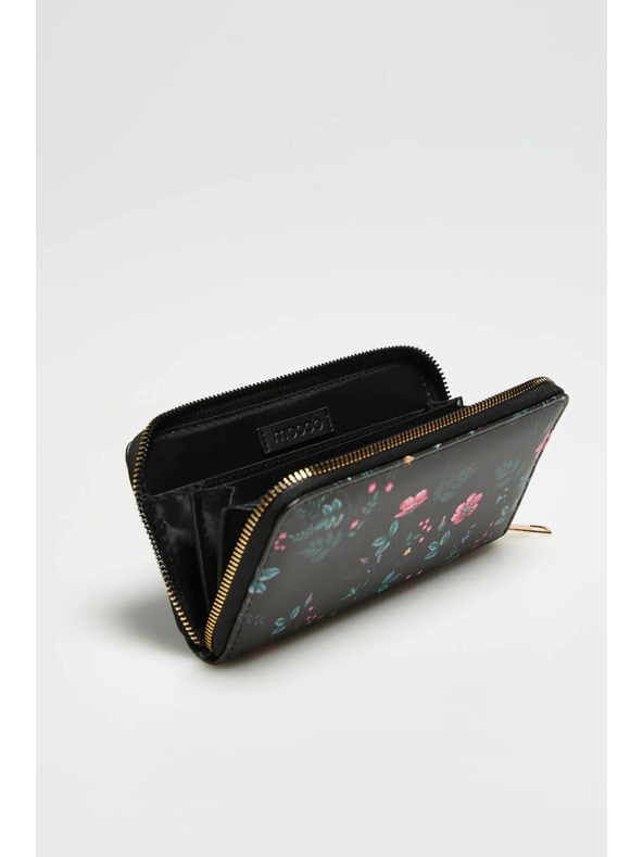 Moodo Schwarze gemusterte Geldbörse
