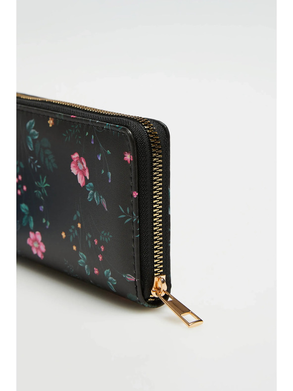 Moodo Schwarze gemusterte Geldbörse