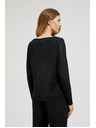 Moodo Schwarze Bluse mit gerafftem Ausschnitt und langen Ärmeln