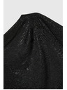 Moodo Schwarze Bluse mit gerafftem Ausschnitt und langen Ärmeln