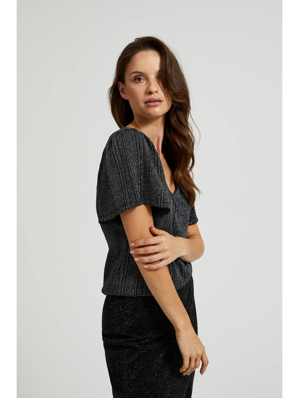 Moodo Silbernes Kurzarm-Top