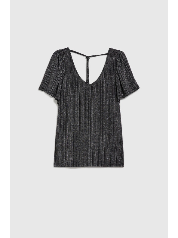 Moodo Silbernes Kurzarm-Top