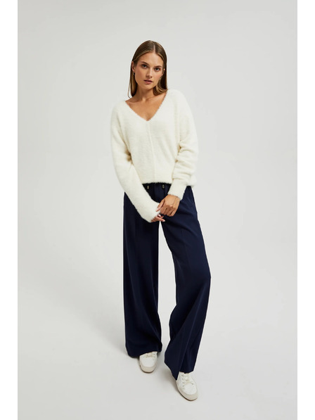 Moodo Weißer Pullover mit V-Ausschnitt