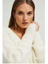 Moodo Weißer Pullover mit V-Ausschnitt