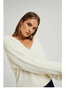 Moodo Weißer Pullover mit V-Ausschnitt