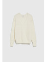 Moodo Weißer Pullover mit V-Ausschnitt