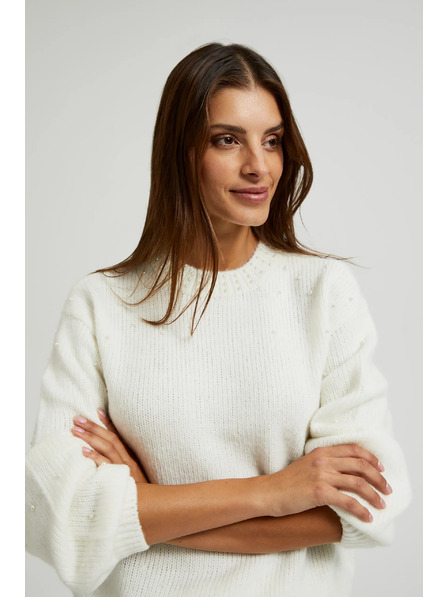 Moodo Weißer Pullover mit Ballonärmeln