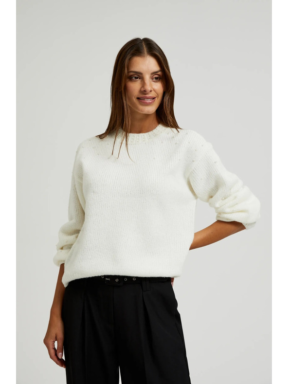 Moodo Weißer Pullover mit Ballonärmeln